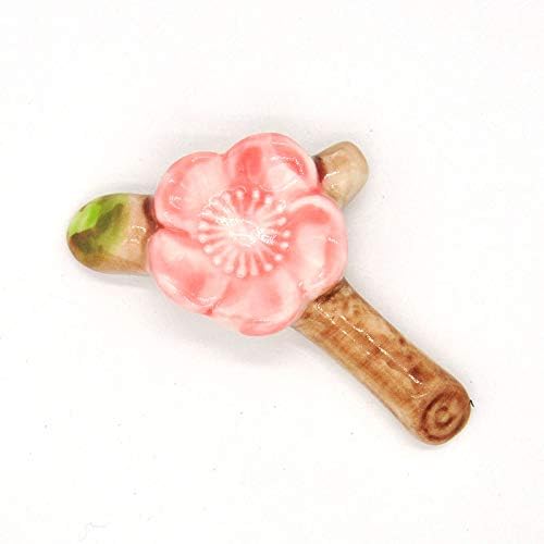 Japanese Style Sakura Ceramic Chopstick Rest – Handcrafted Plum Blossom & Branch Design, Elegant Utensil Holder (6cm)