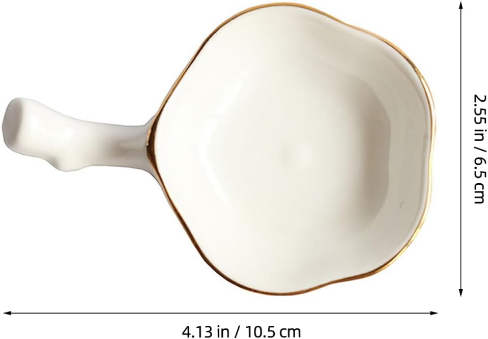 Handheld Petal-Shaped Ceramic Sauce Bowl – Elegant Flower Dish with Handle for Dipping & Appetizers