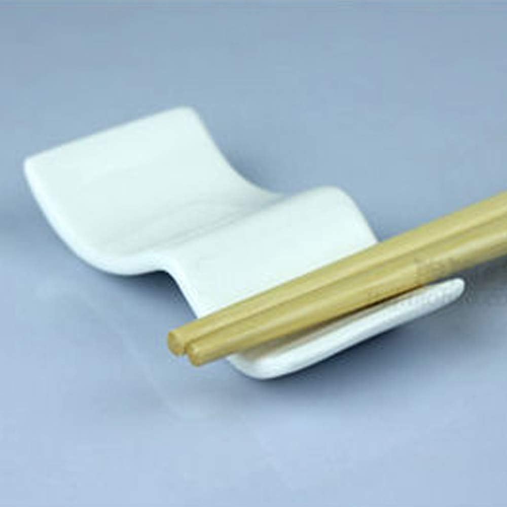 6PCS White Ceramic Chopstick and Spoon Rest – Wave-Shaped Porcelain Utensil Holder – Elegant Tableware for Home and Restaurant