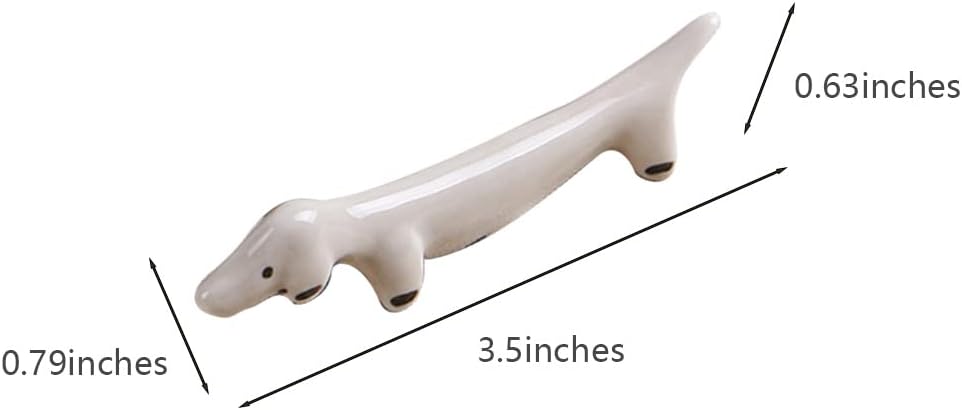 Handcrafted Japanese Ceramic Dachshund Chopstick Rest – Set of 4 Cute Dog Utensil Holders