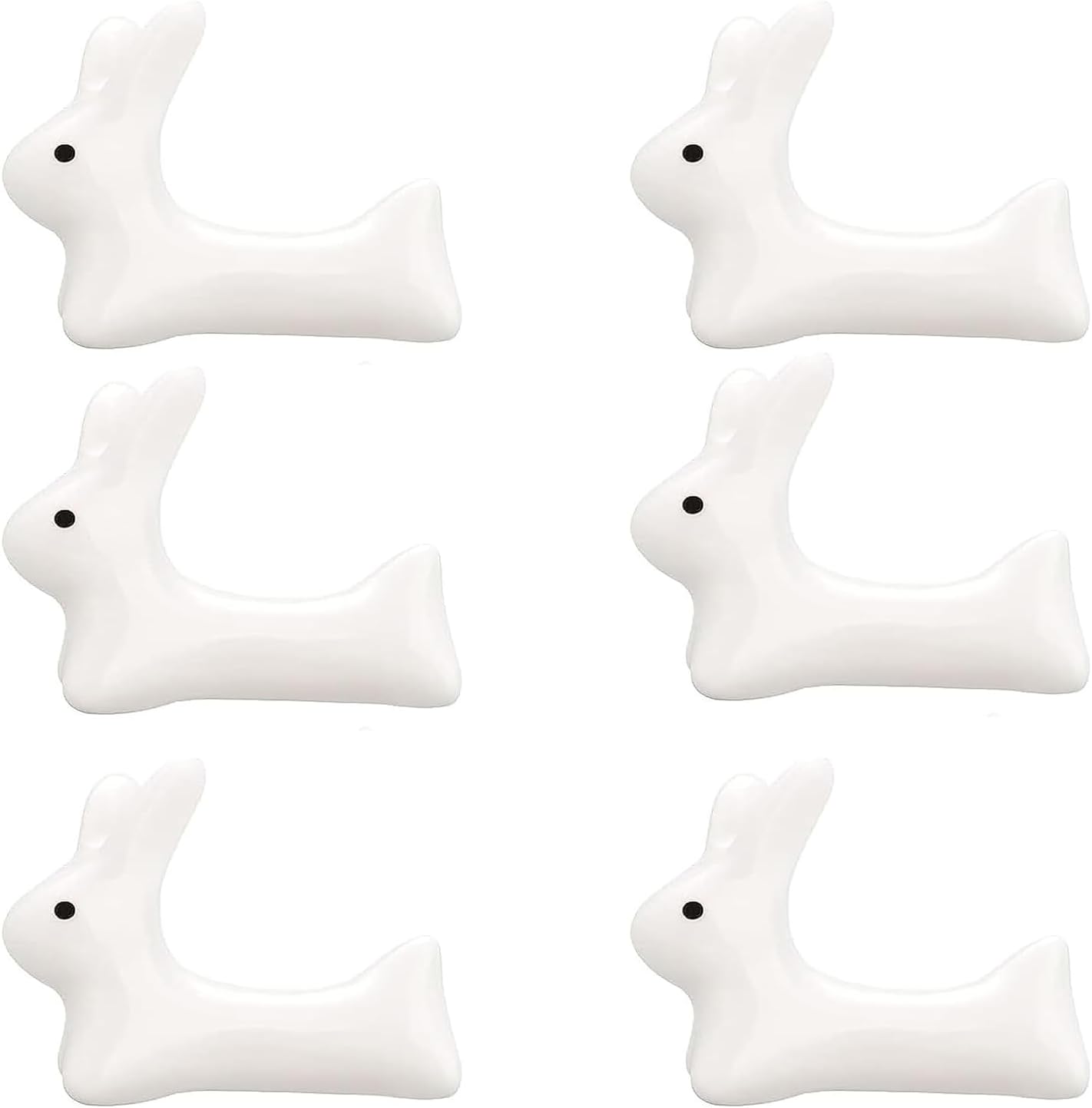 Cute White Bunny Ceramic Chopstick Rest – Minimalist Japanese Style Animal Utensil Holder (4cm)