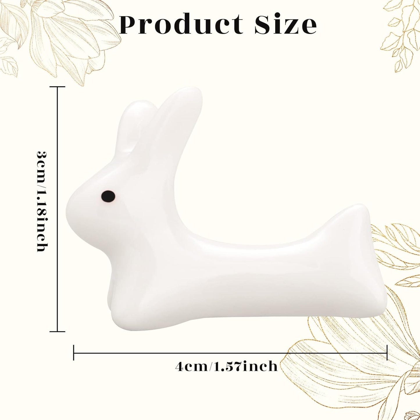 Cute White Bunny Ceramic Chopstick Rest – Minimalist Japanese Style Animal Utensil Holder (4cm)