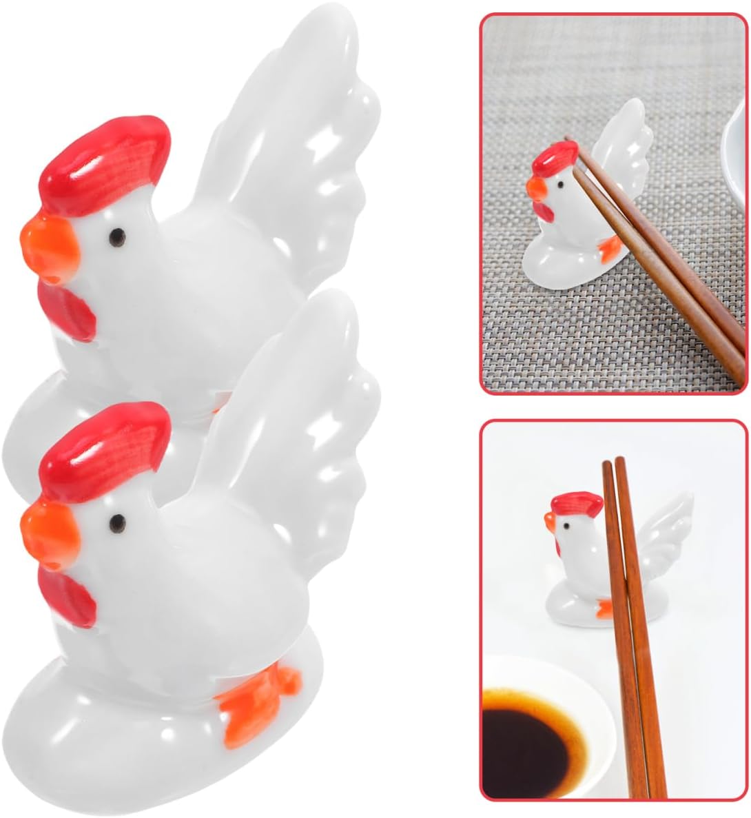 2 Pieces Chopstick Holder Easter Chopstick Holder Ceramic Chicken Shaped Chopsticks and Spoon Holder for Home Restaurant Table Decoration
