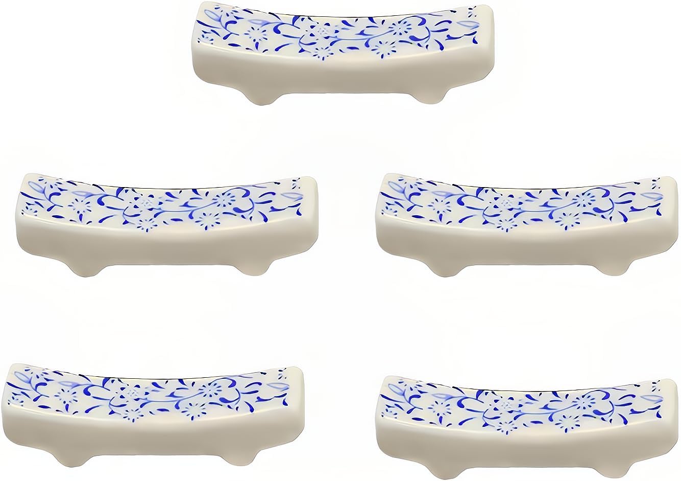Blue and White Porcelain Chopstick Rests – Set of 5