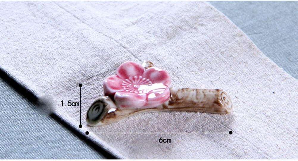 Japanese Style Sakura Ceramic Chopstick Rest – Handcrafted Plum Blossom & Branch Design, Elegant Utensil Holder (6cm)