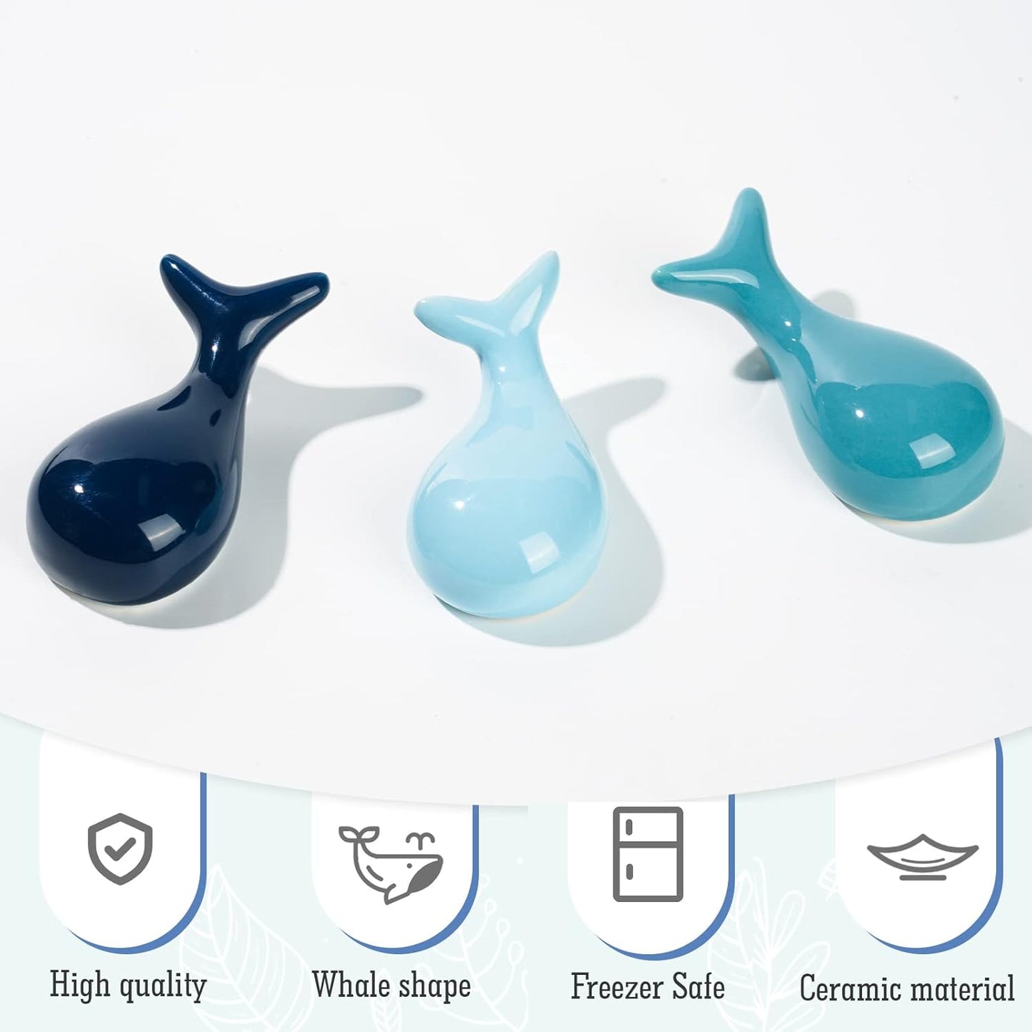 3-Piece Whale Shaped Ceramic Chopstick Holders – Cute Animal Utensil Rests & Table Decorations