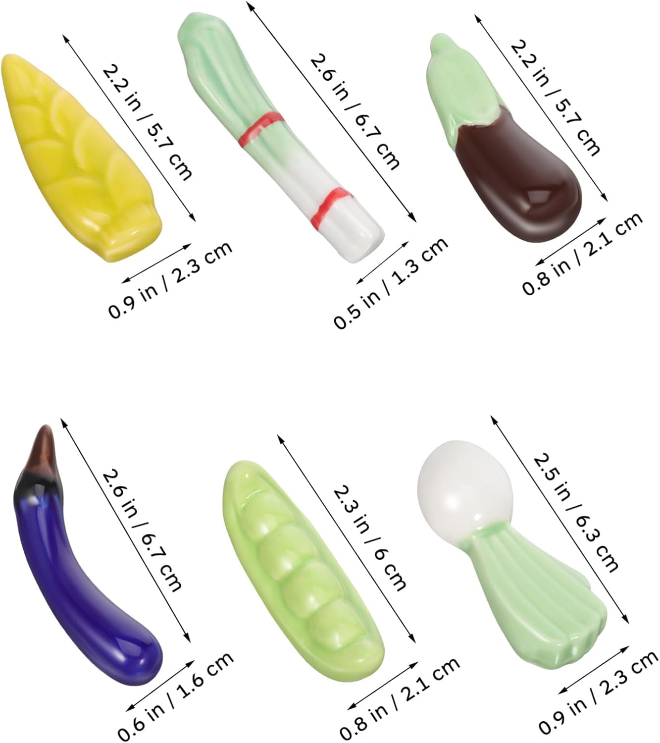 Japanese Style Ceramic Chopstick Rests – 7pcs Hand-Painted Vegetable Design Set, Cute Tableware Holders