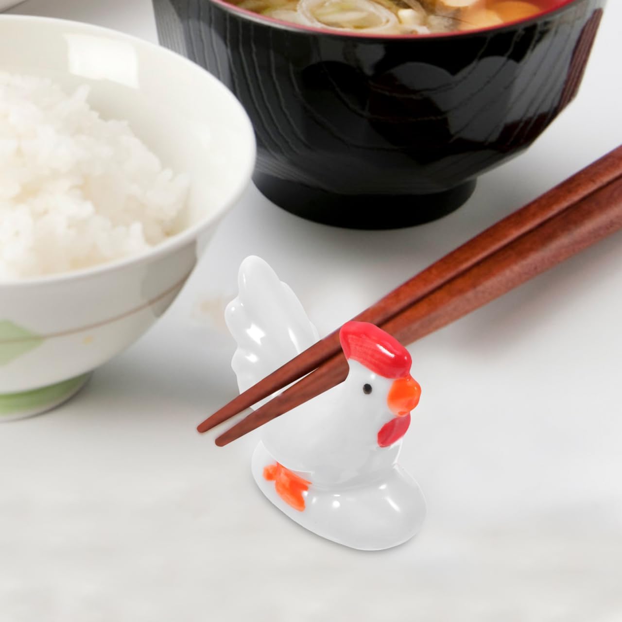 2 Pieces Chopstick Holder Easter Chopstick Holder Ceramic Chicken Shaped Chopsticks and Spoon Holder for Home Restaurant Table Decoration