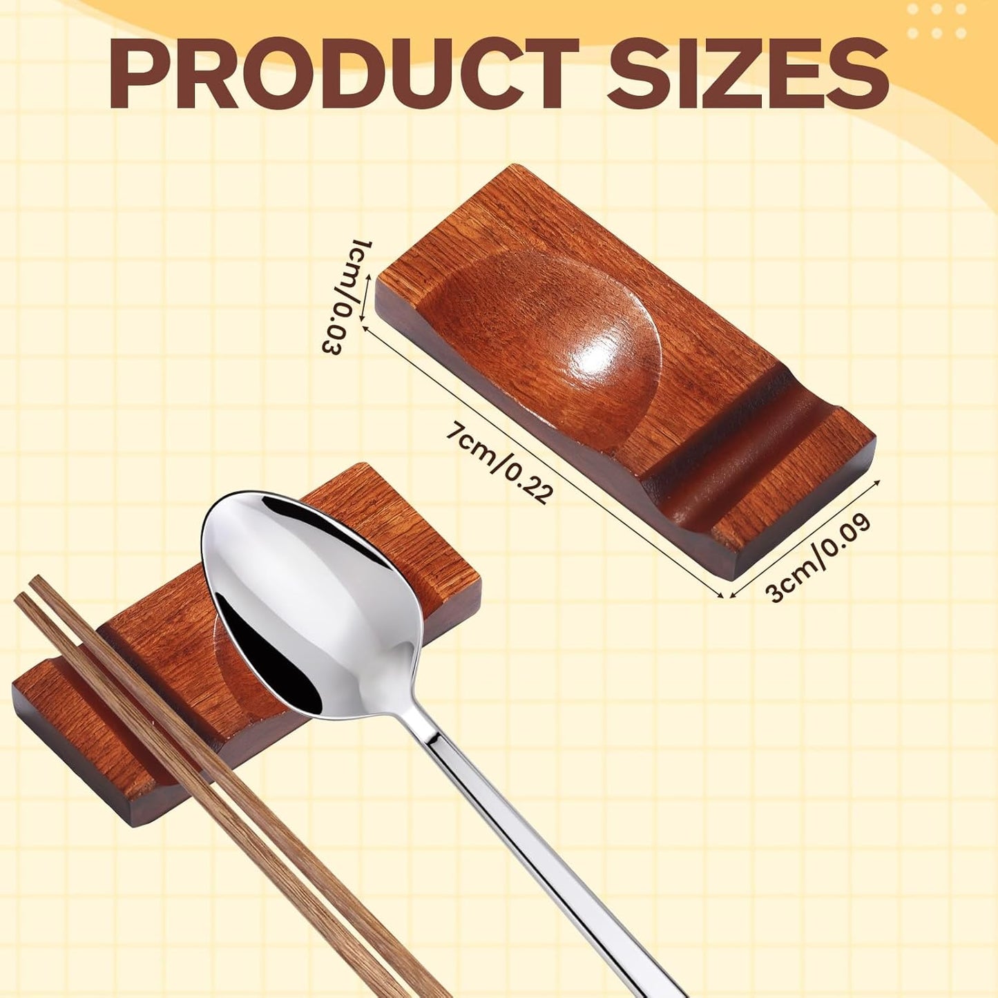 Wooden chopstick rest, 6 pieces chopstick rest, spoon fork and knife holder for dining table