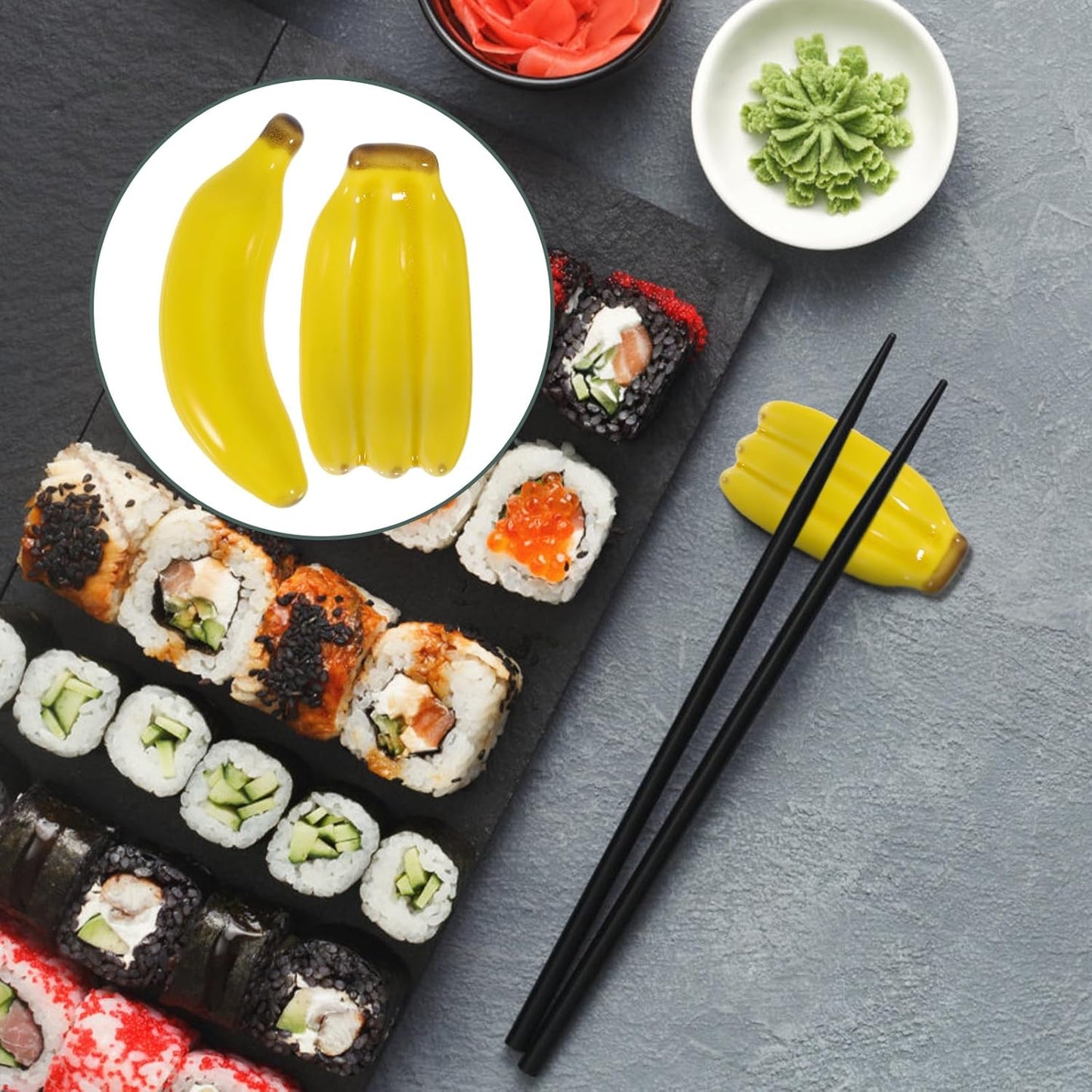 4-Piece Banana Shaped Ceramic Chopstick Rests – Creative Utensil Holders & Table Decor