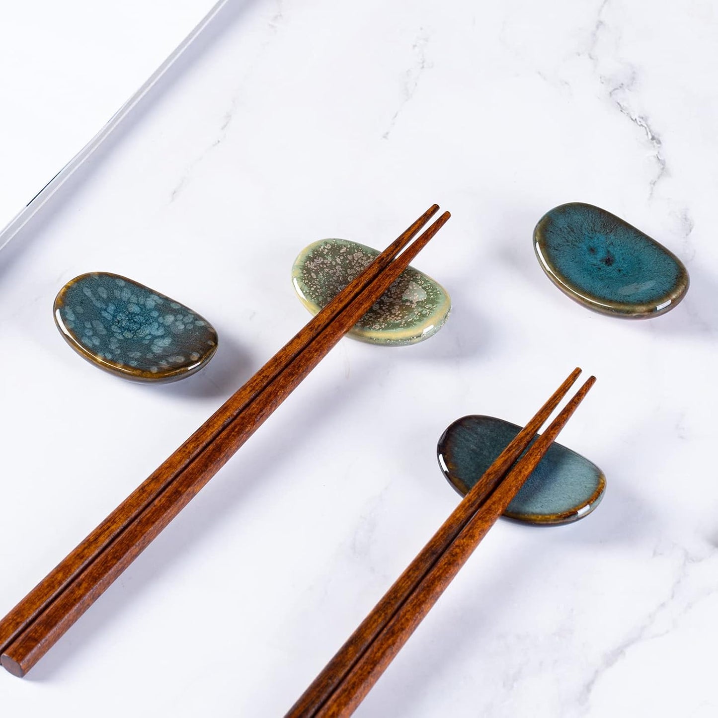 Japanese Glazed Ceramic Chopstick Rest Set – 6 Pieces