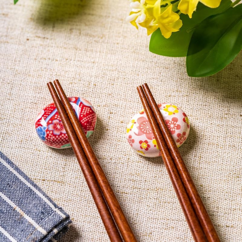 Japanese Style Ceramic Chopstick Rests – Set of 6 Traditional Patterned Holders