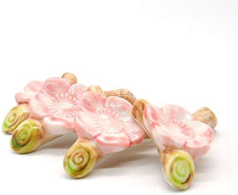 Japanese Style Sakura Ceramic Chopstick Rest – Handcrafted Plum Blossom & Branch Design, Elegant Utensil Holder (6cm)