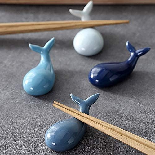 3-Piece Whale Shaped Ceramic Chopstick Holders – Cute Animal Utensil Rests & Table Decorations