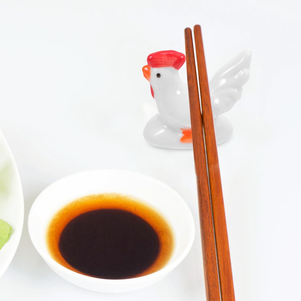 2 Pieces Chopstick Holder Easter Chopstick Holder Ceramic Chicken Shaped Chopsticks and Spoon Holder for Home Restaurant Table Decoration