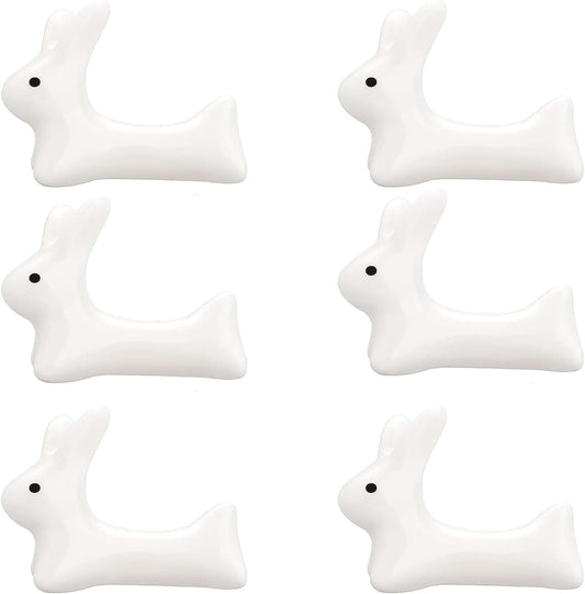 Cute White Bunny Ceramic Chopstick Rest – Minimalist Japanese Style Animal Utensil Holder (4cm)