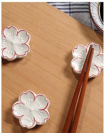 6-Piece Sakura Ceramic Chopstick Rests – Japanese Style Floral Utensil Holders for Dining Table