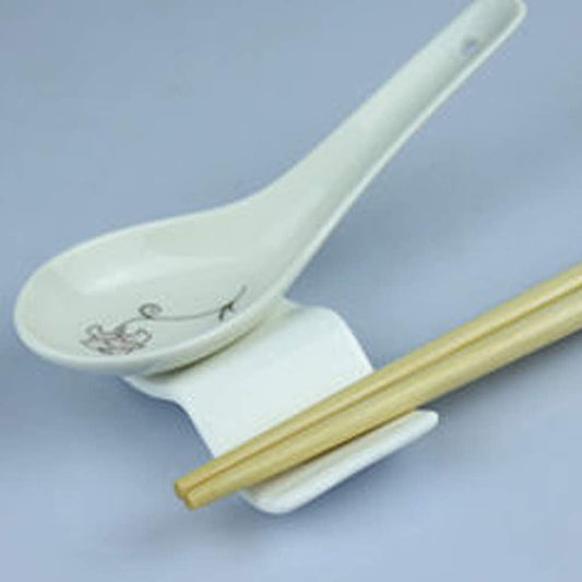 6PCS White Ceramic Chopstick and Spoon Rest – Wave-Shaped Porcelain Utensil Holder – Elegant Tableware for Home and Restaurant