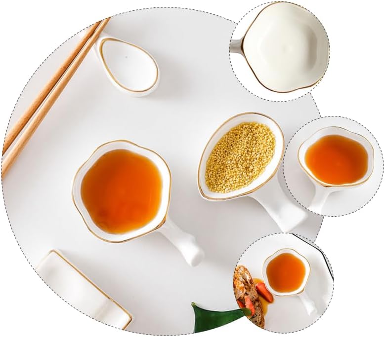Handheld Petal-Shaped Ceramic Sauce Bowl – Elegant Flower Dish with Handle for Dipping & Appetizers