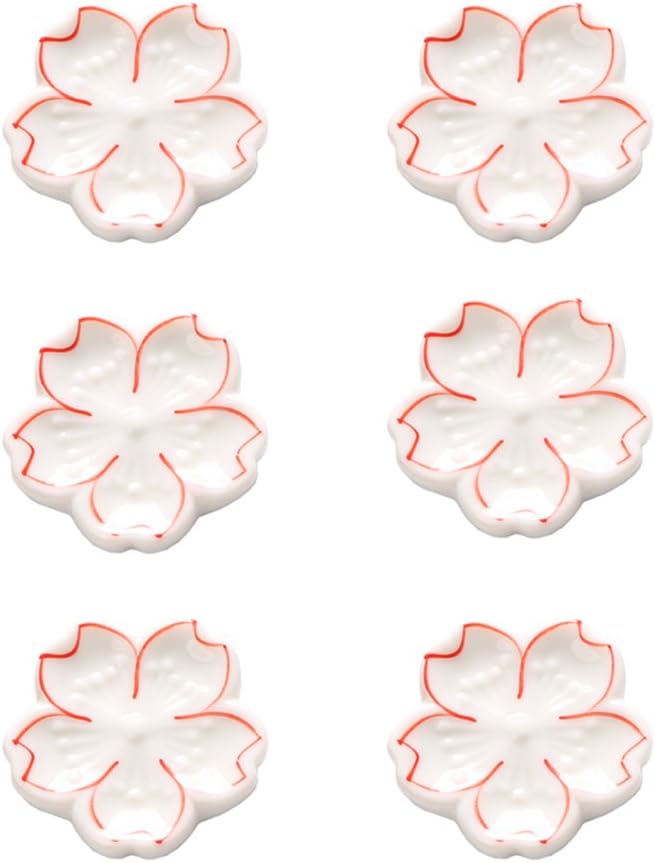 6-Piece Sakura Ceramic Chopstick Rests – Japanese Style Floral Utensil Holders for Dining Table