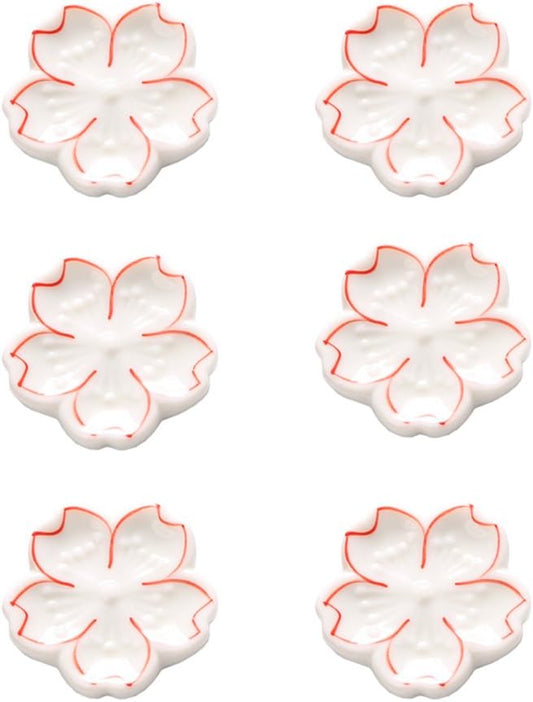 6-Piece Sakura Ceramic Chopstick Rests – Japanese Style Floral Utensil Holders for Dining Table
