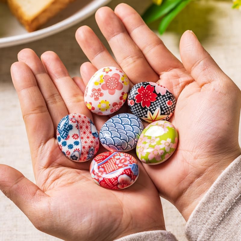 Japanese Style Ceramic Chopstick Rests – Set of 6 Traditional Patterned Holders