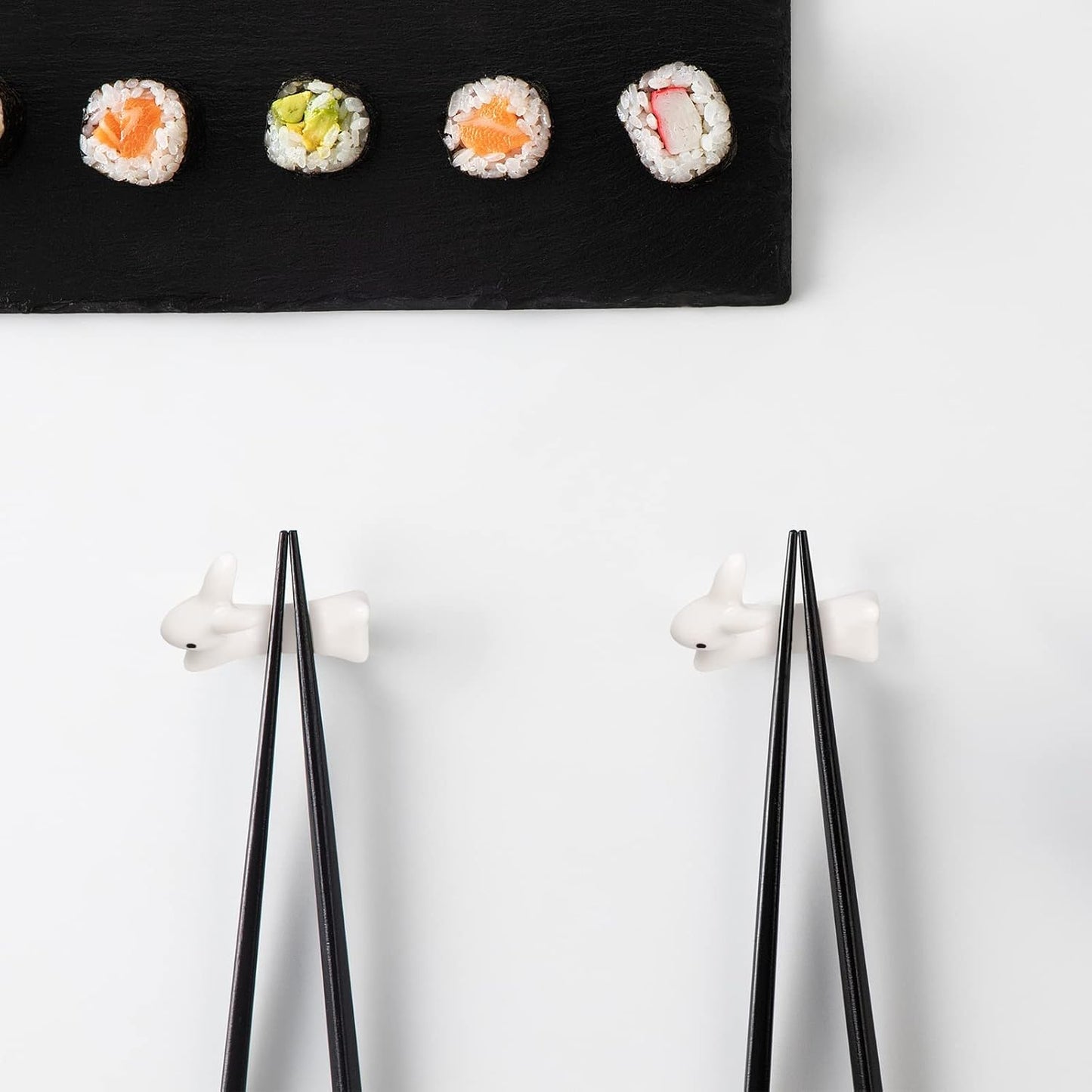 Cute White Bunny Ceramic Chopstick Rest – Minimalist Japanese Style Animal Utensil Holder (4cm)