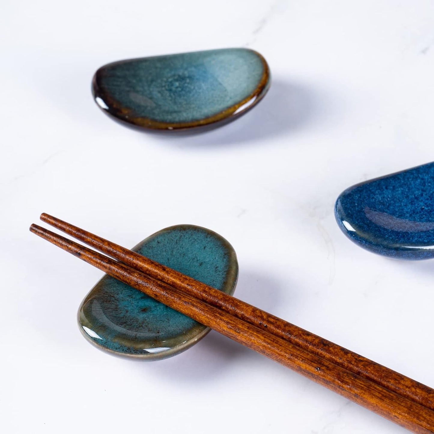 Japanese Glazed Ceramic Chopstick Rest Set – 6 Pieces