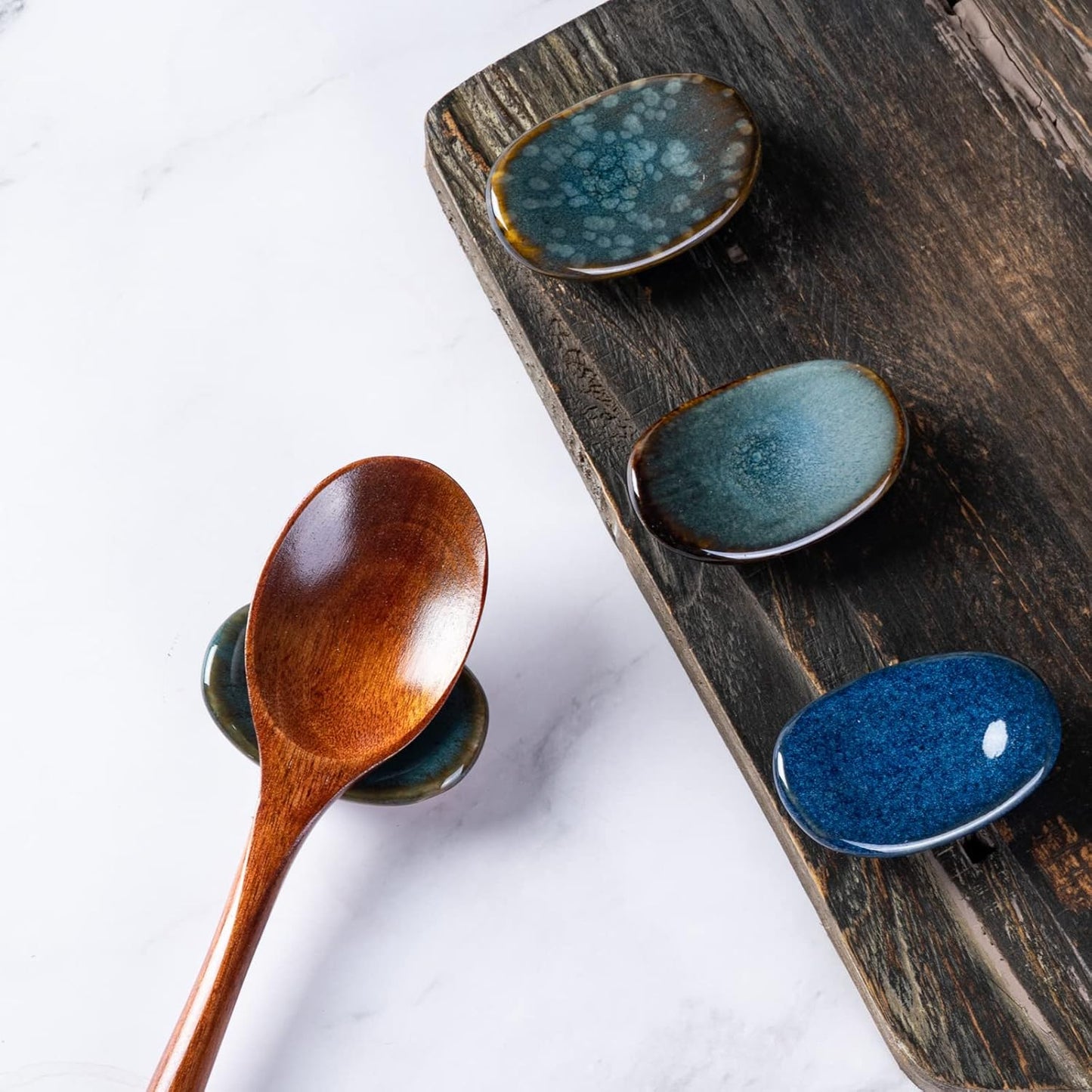 Japanese Glazed Ceramic Chopstick Rest Set – 6 Pieces