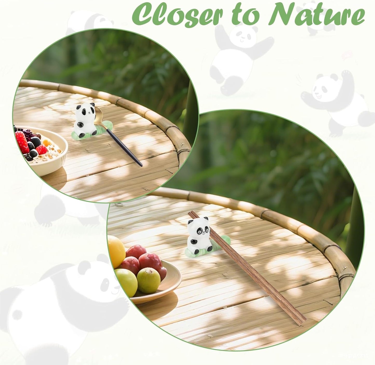 6-Piece Ceramic Panda Chopstick Rest Set – Cute Animal Tableware Holder with Smile & Daze Designs