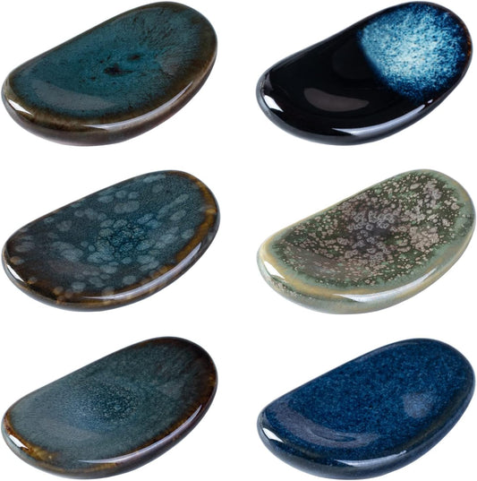 Japanese Glazed Ceramic Chopstick Rest Set – 6 Pieces