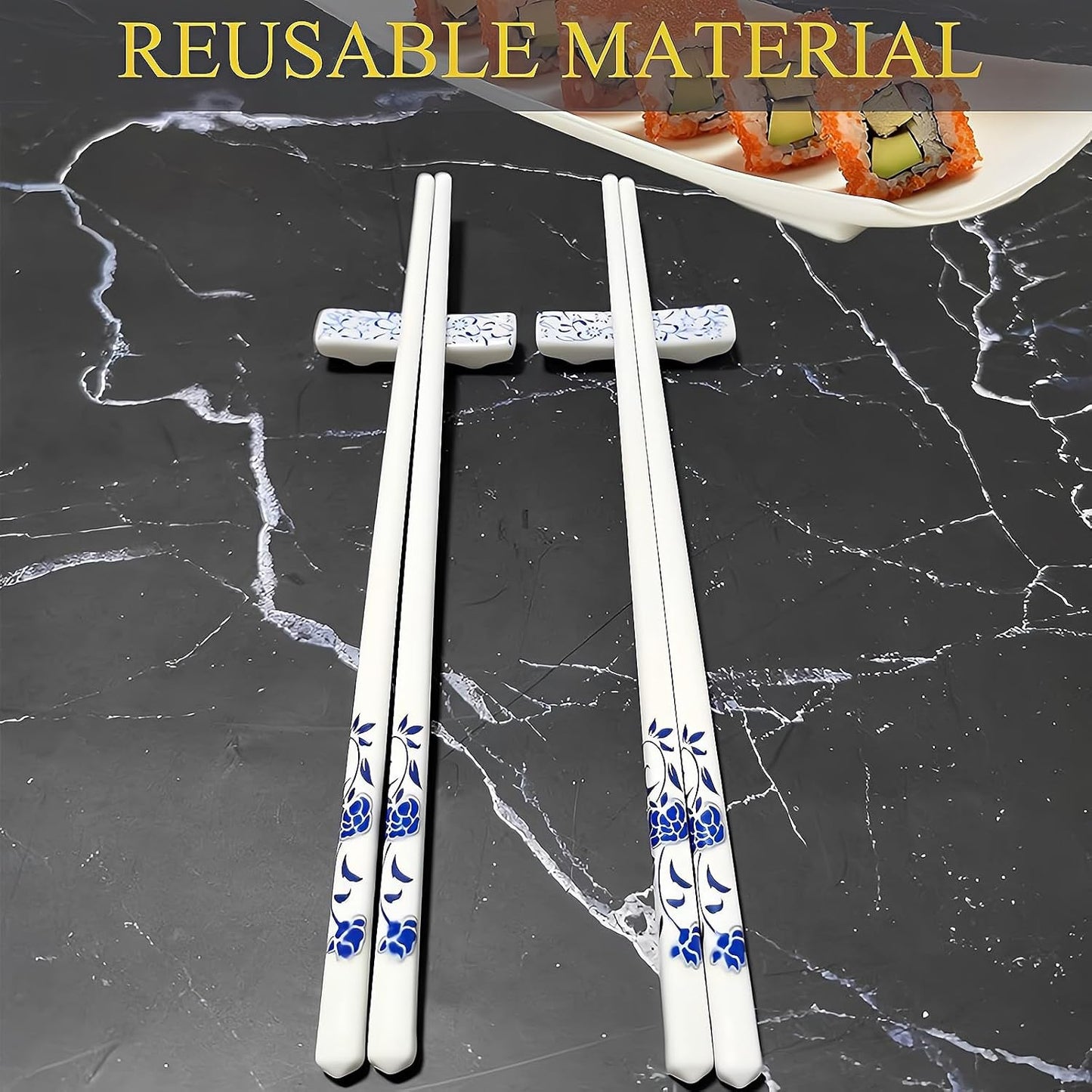 Blue and White Porcelain Chopstick Rests – Set of 5